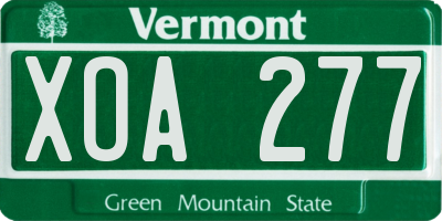 VT license plate XOA277
