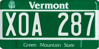 VT license plate XOA287