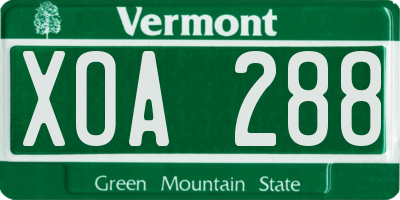 VT license plate XOA288