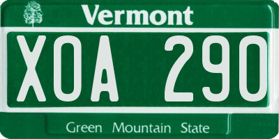 VT license plate XOA290