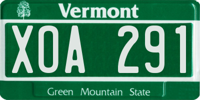 VT license plate XOA291