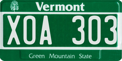 VT license plate XOA303