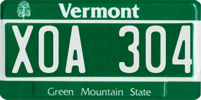 VT license plate XOA304