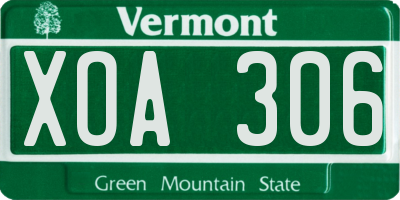 VT license plate XOA306