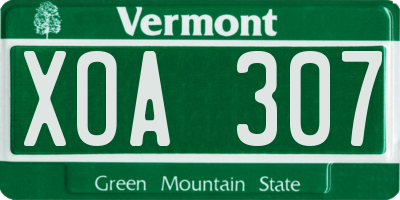 VT license plate XOA307