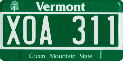 VT license plate XOA311