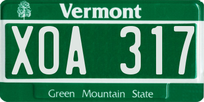 VT license plate XOA317