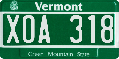 VT license plate XOA318