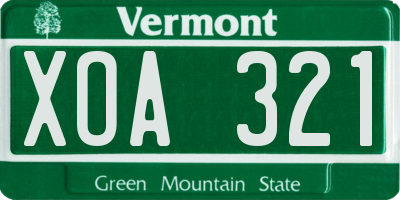 VT license plate XOA321