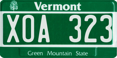 VT license plate XOA323