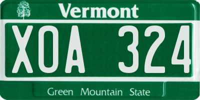 VT license plate XOA324