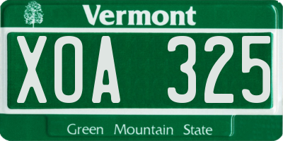 VT license plate XOA325
