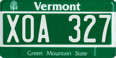 VT license plate XOA327