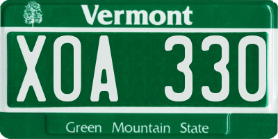 VT license plate XOA330