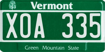 VT license plate XOA335