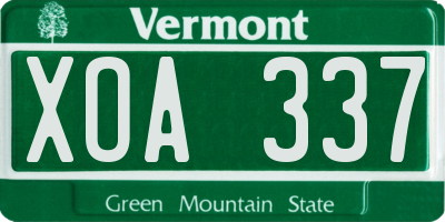 VT license plate XOA337