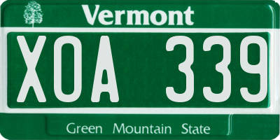 VT license plate XOA339