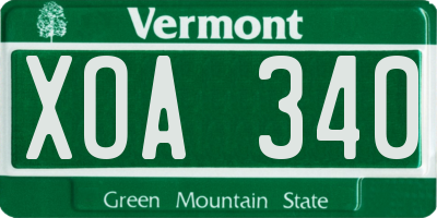 VT license plate XOA340
