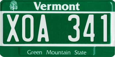 VT license plate XOA341