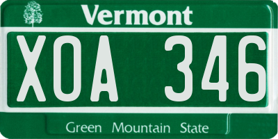 VT license plate XOA346