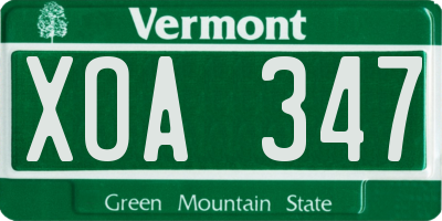 VT license plate XOA347