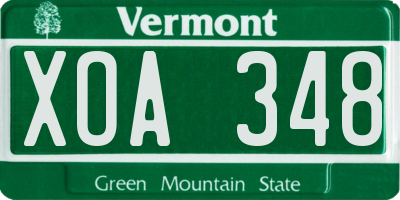 VT license plate XOA348