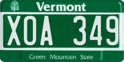 VT license plate XOA349