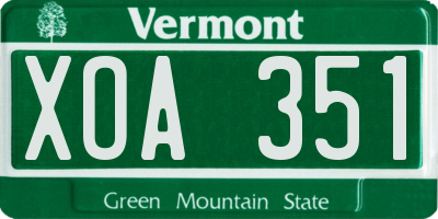 VT license plate XOA351