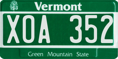 VT license plate XOA352