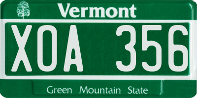 VT license plate XOA356