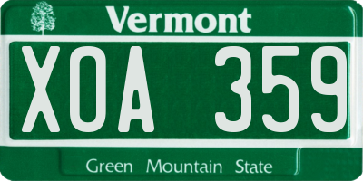 VT license plate XOA359