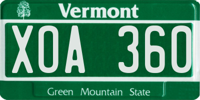 VT license plate XOA360