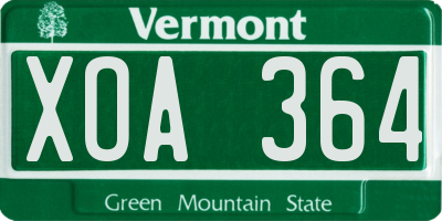 VT license plate XOA364