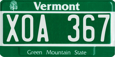 VT license plate XOA367