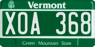 VT license plate XOA368