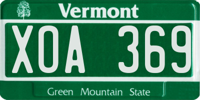 VT license plate XOA369