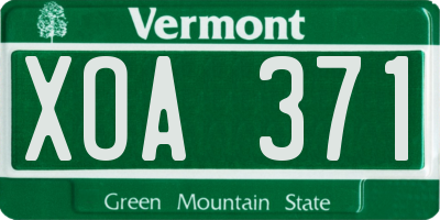 VT license plate XOA371
