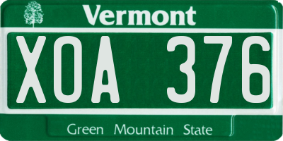 VT license plate XOA376