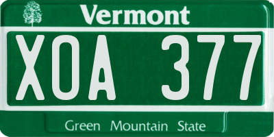 VT license plate XOA377