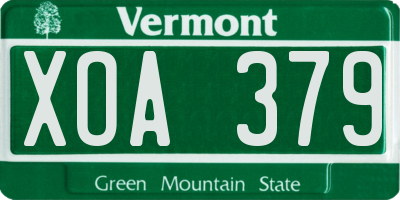 VT license plate XOA379