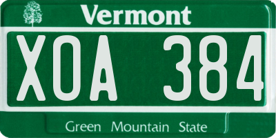 VT license plate XOA384