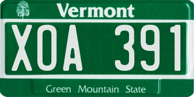 VT license plate XOA391