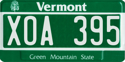 VT license plate XOA395