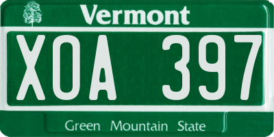 VT license plate XOA397
