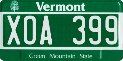 VT license plate XOA399