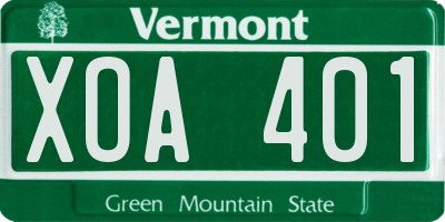 VT license plate XOA401