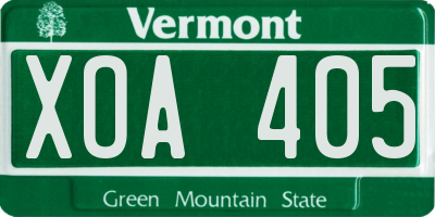 VT license plate XOA405