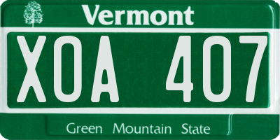 VT license plate XOA407