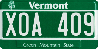 VT license plate XOA409
