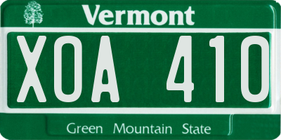 VT license plate XOA410